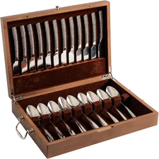 Silverware Storage Box with Lid, Flatware Storage Case with Handle, Silverware C