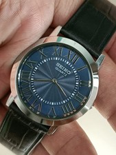Vintage Seiko Slim Quartz Japan Made Blue Dial Silver Plated Men's Wrist Watch