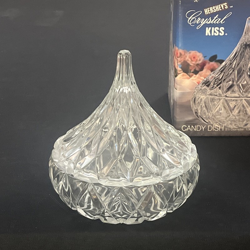 Jonal 5-1/2” Diameter Hershey's Crystal Kiss Candy Dish / Jewelry Box 1994