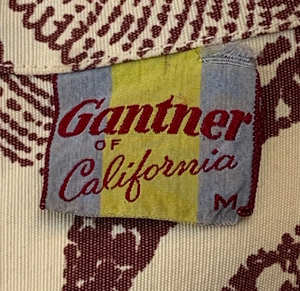 Camisa Aloha GANTNER of CA Vintage Años 50/60 Para Hombre SS Resort - Talla S/M - Rockabilly Foto 4 de 4