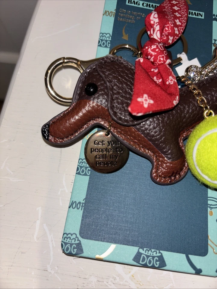 Piper K Dachshund Bolsa para Perros Dije Llavero Bandana Pelota de Tenis Bling Bone NUEVO Foto 2 de 4