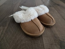 Cat Jack Toddlers Piper Faux Fur Cuff Scuff Slippers Brown NWT