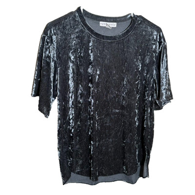 Eye Candy Shirt Women's Medium Gray Velvet Velour Short Sleeve Crew Neck Top