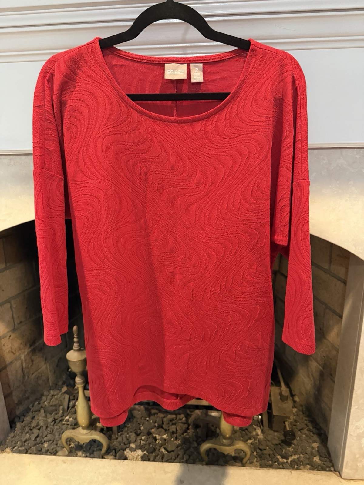 Chico’s 3/4 Sleeve Red Top Size Large