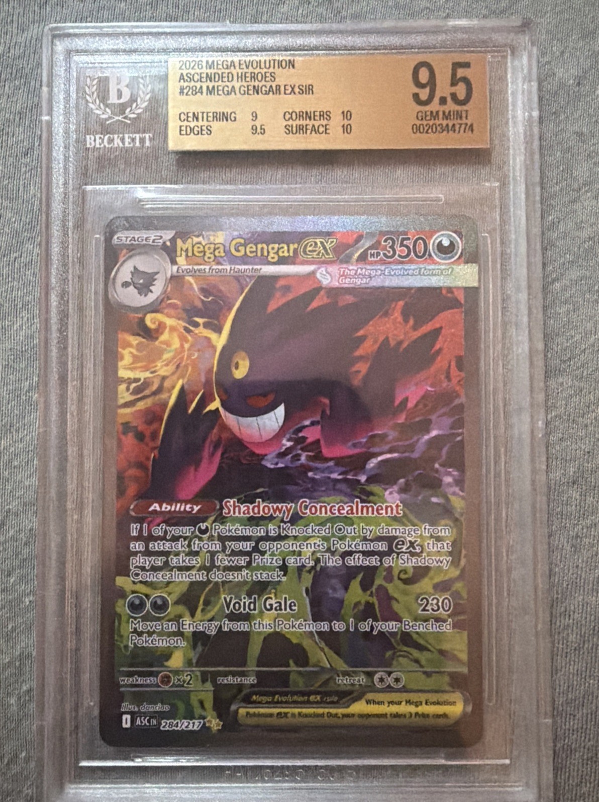 Mega Gengar ex #284 SIR Pokemon Ascended Heroes BGS 9.5