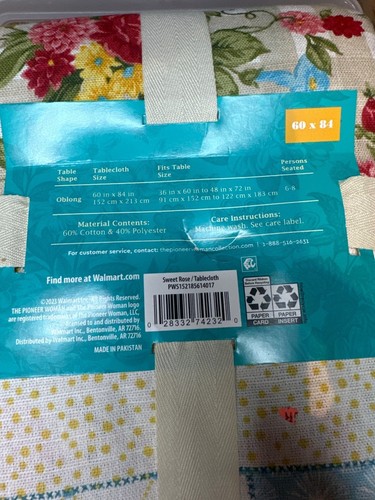 The Pioneer Woman Tablecloth Sweet Rose Patchwork 60x84 Oblong Farmhouse New - Picture 4 of 5
