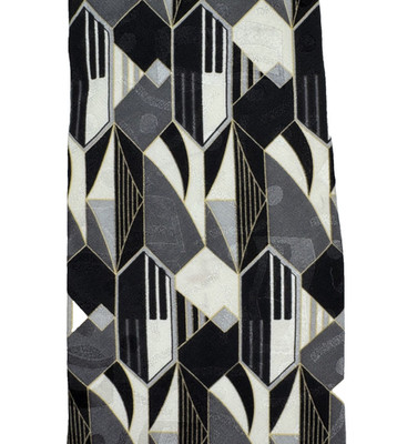 COURREGES HOMME Silk Tie Geometric Gray White Gold Black Men's Necktie NWT