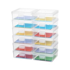 Stackable Plastic Clear Storage Box Containers with Latching Lid - Art Craft