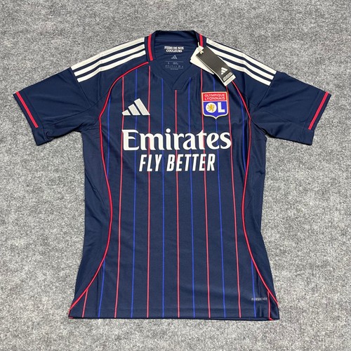 Olympique Lyonnais Jersey Mens Small Navy Blue Adidas Away Kit Futbol 24-25 NEW