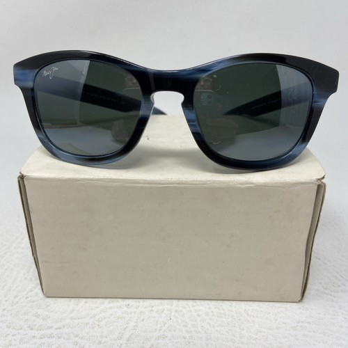 Maui Jim Kaa Point MJ713-03E Sunglasses Blue Black Marble Frame Gray Polarized