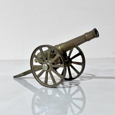 Vtg Solid Brass Cannon Replica Movable Barrel Desk Decor Military Artillery 7.5