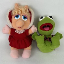 Vintage 1987 Muppet Babies Holiday Plush Set Kermit Miss Piggy McDonalds Toy