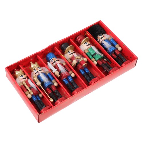 6 Pcs Walnut Soldier Ornaments Desktop Nutcrackers Wood Xmas Decor - Picture 6 of 12