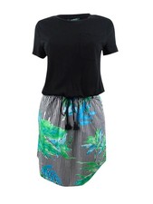 Lauren Ralph Lauren Women's Contrast Printed Shirtdress (S, Black) 789022971214