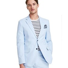 Nautica Men's Sky Blue Cotton Stretch Gaff Casual Modern Suit Blazer Size 42L