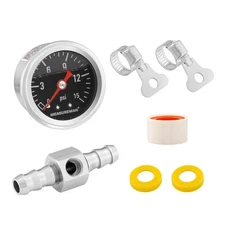 0-15 Psi Glycerin Filled Fuel Pressure Gauge, 1.5” Dial, 304 Stainless Steel ...