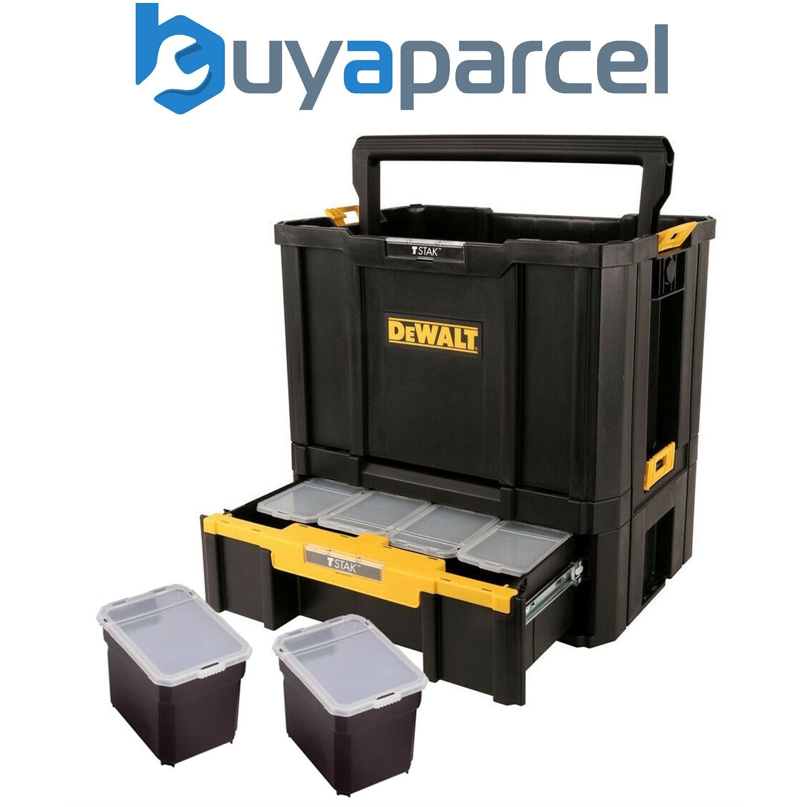 Dewalt Tstak III Combo - Carry Open Tote Tool Box Carrier + Deep Drawer Case