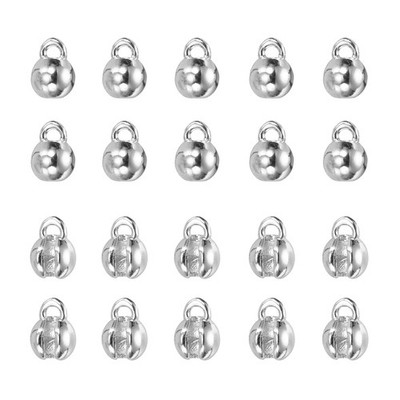 20 Pcs 1.5mm Open Bead Tips Knot Covers, Deep Silver