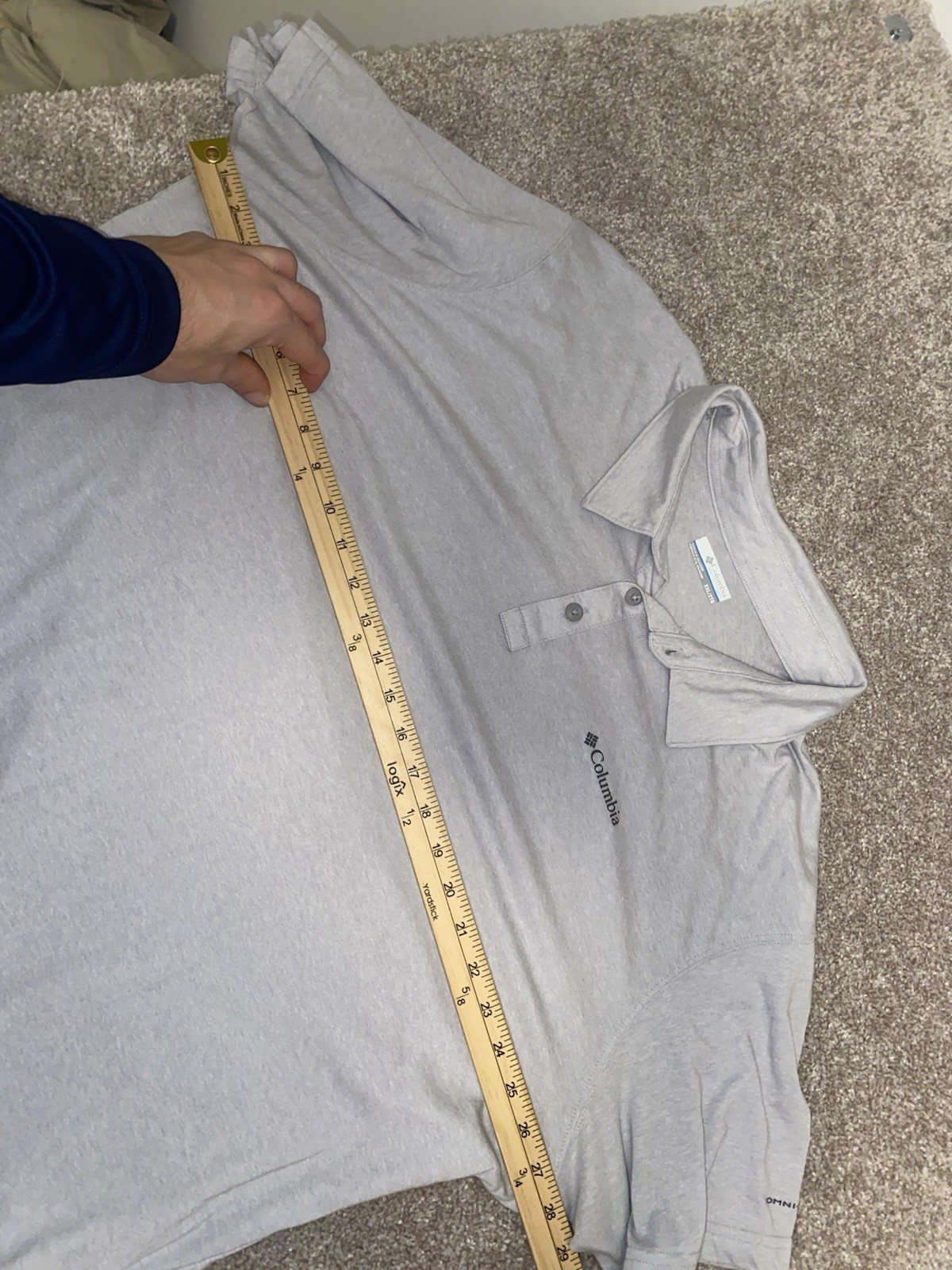 Columbia Shirt Mens XXL Solid Gray Printed Button Up Short Sleeve Polo Omni Wick thumbnail 4