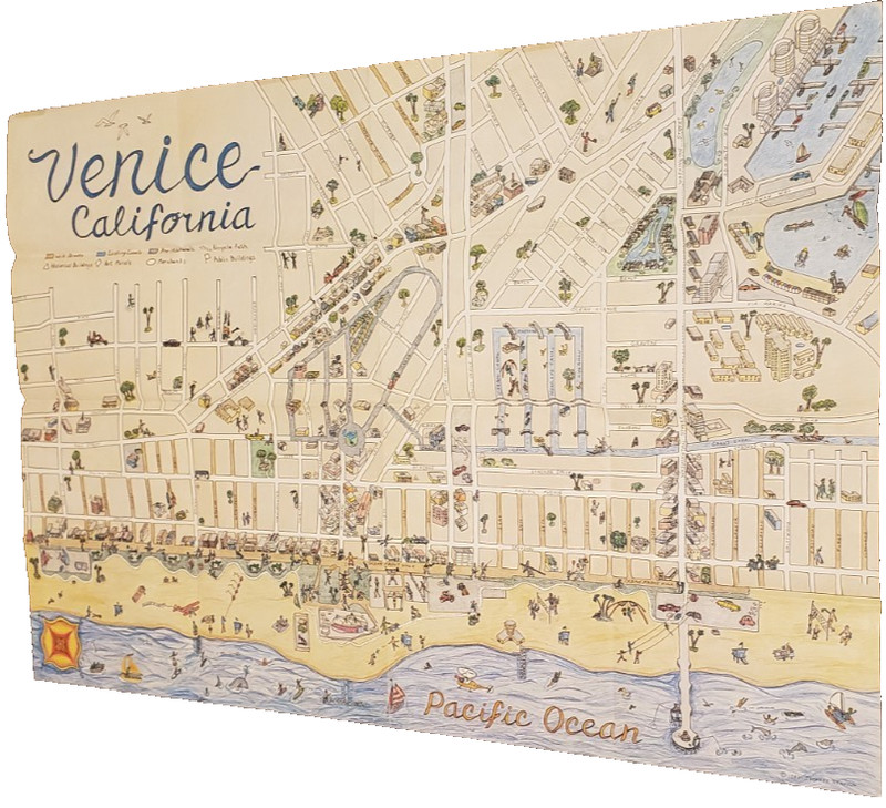 Venice Beach California 1985 Illustrated Map Jeffery Stanton Mia McCroskey
