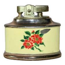 Continental CMC Mini Lift Arm Floral Design Table Lighter Circa 1950’s - 1960’s