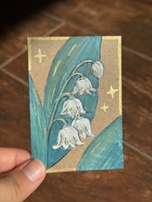 Lily of the Valley ACEO Original Artwork Art Card Acrylic Painting Mini Art Card