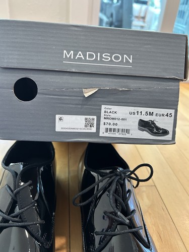 Madison Men's Lace Up Black Dress Shoes MROM012-001 Size 11.5M - New In Box - Picture 3 of 13