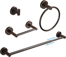 Oil Rubbed Bronze Bathroom Accessories Set - 4 Piece Hardware Collection