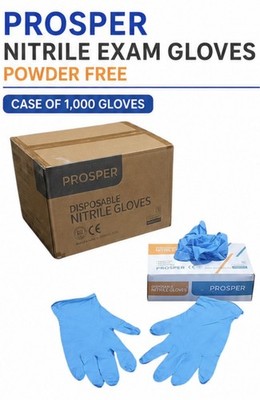 Nitrile Exam Gloves, Powder Free Small, Blue. Case of 1,000