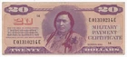 Vietnam Military Payment Certificate 20 Dollars Series 692 Serial # E 01310214 E