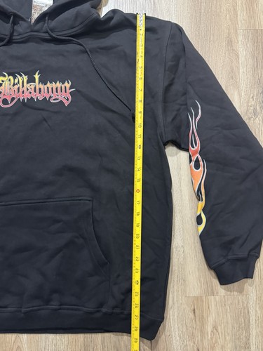 Y2K Billabong Surfing Flame Logo Black Hoodie Size L - Picture 5 of 8