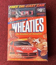 Vintage 2001 Wheaties Box w/ Bill Elliott w/ Sealed #9 Diecast Car Empty VG