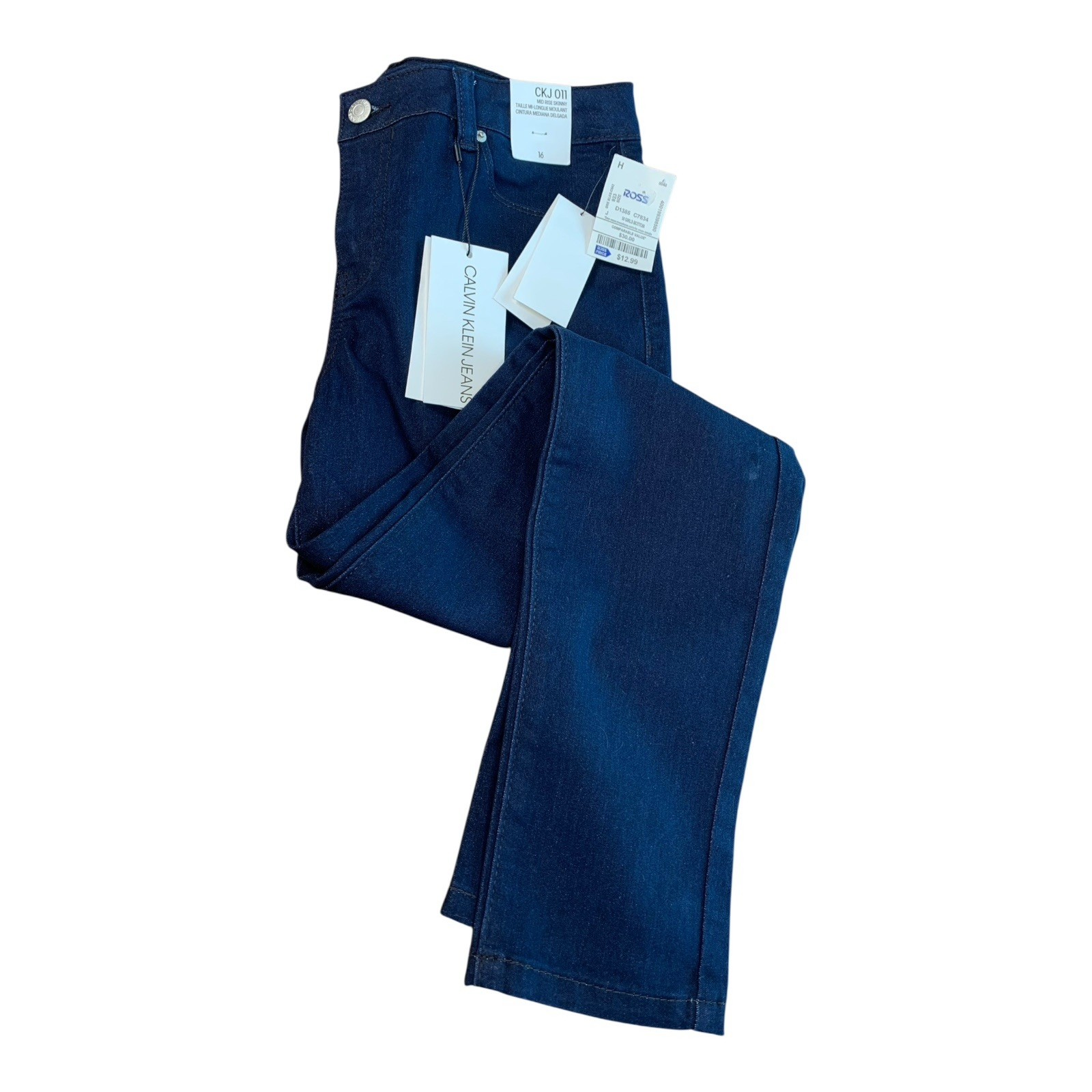 Nwt 16 Girls Blue Mid Rise Skinny Jeans #2041