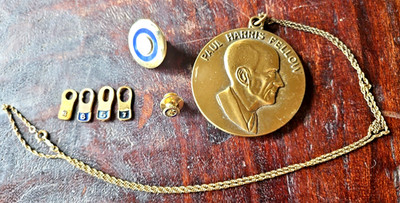 Vintage Paul Harris Fellow Rotary Foundation Medal W/ Pin & Tie Tac & Year tags