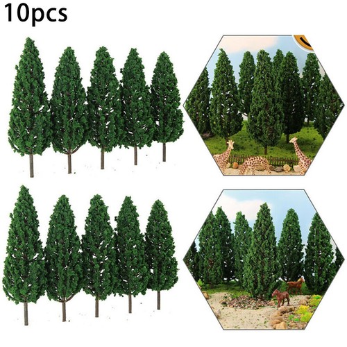Lot De 10 Sapins Verts 15 Cm – Feuillage Foncé – Maquette Ferroviaire – Plastique