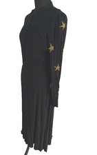 Coco Fennell Black Gold Star Embroidery Dress XL  16 (runs lrg.) Victoriana Goth