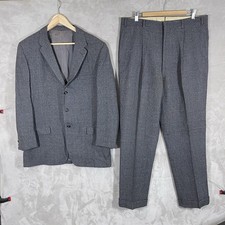 Vintage 1950s Gabardine Suit Mens 46 36x32 Fleck Rockabilly Atomic USA Pleated