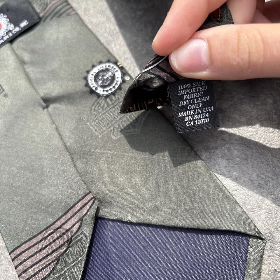 Corbata Harley Davidson Oliva de Ralph Marlin Negra 4" Corbata de Seda EE. UU. De Colección Foto 3 de 4