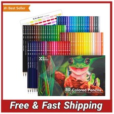 80 Colored Pencils Set Professional Oil Based Soft Core Art Drawing Adult Color