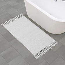 French Connection Home White 100 Cotton Bath Rug 27x45 Rectangle, Washable