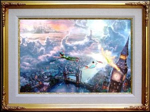 Thomas-Kinkade-RARE-STUDIO-PROOF-Peter-Pan-Tinker-Bell-18x27-Disney-Canvas