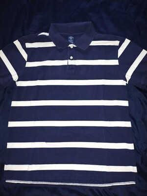 Bugle Boy Polo Men's Size M, Blue Striped Short Sleeve Shirt 