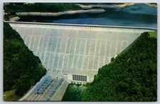 Postcard Air View Of Fontana Dam And Power House, North Carolina Unposted