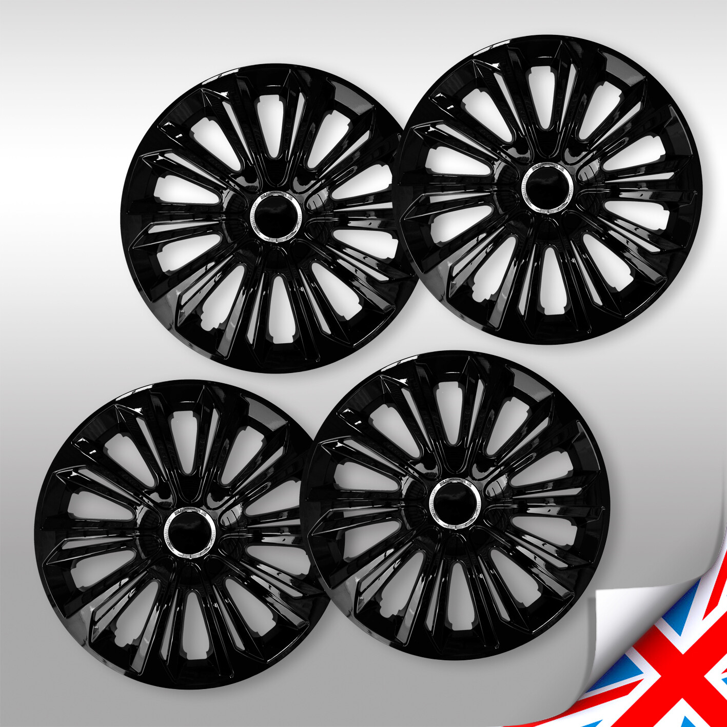 14" HUB CAPS 14 Inch Wheel Trims HQ ABS Plastic Universal PushIn Set