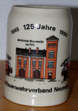 Bierkrug Steinkrug  125 Jahre Stadt Feuerwehr Verband Neumünster Ffw Bfw