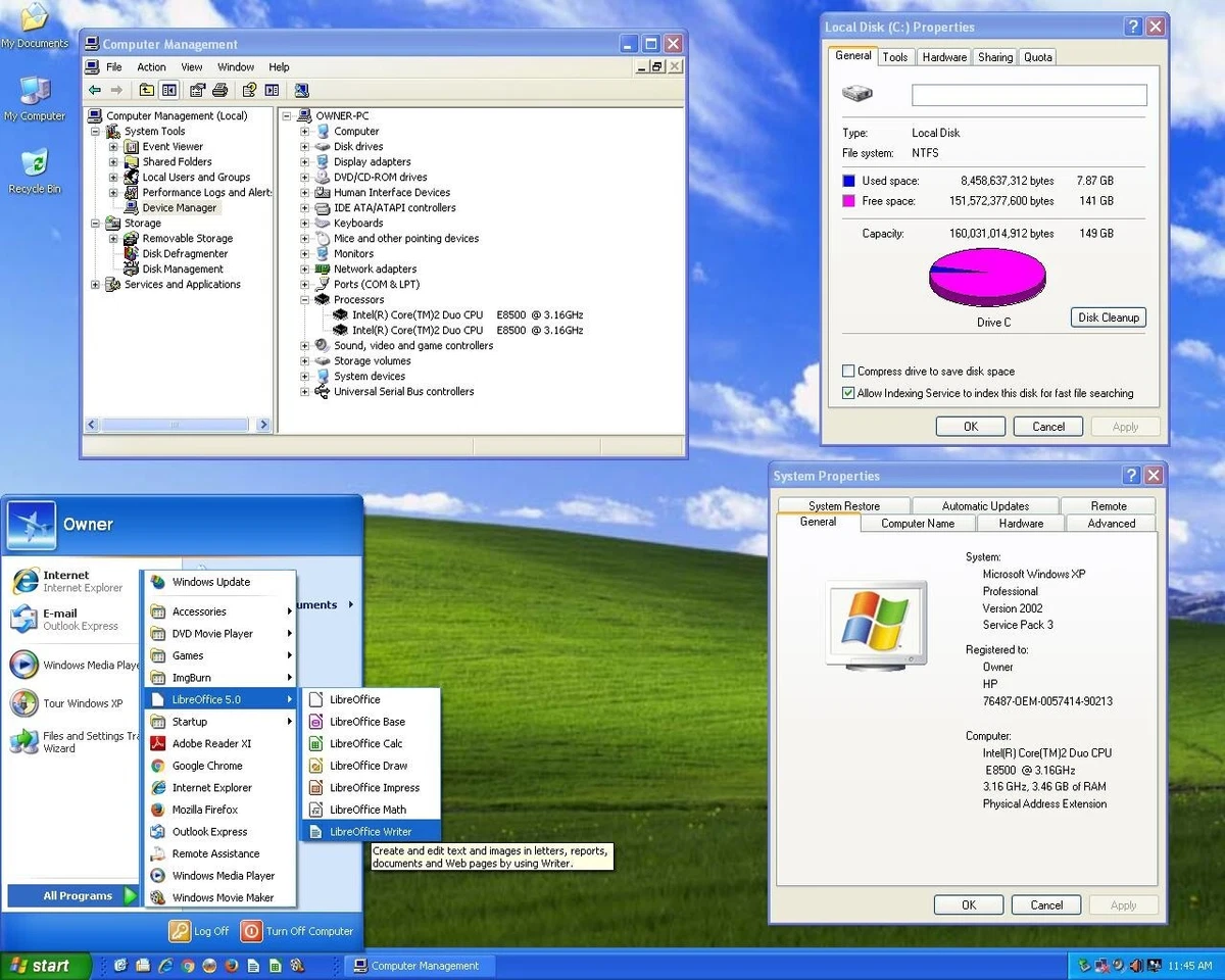 HP Desktop Computer 3.16GHz 4GB DVDRW Parallel Port Win XP Pro.