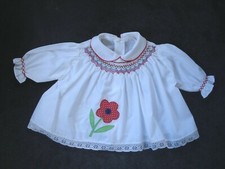 Vintage Baby Togs Creation Infant Smocked Dress Top Appliqued Flower
