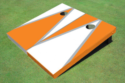 White And Orange Alternating Triangle Custom Cornhole Board