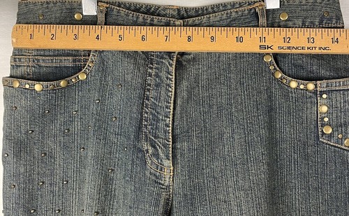 Jeans Spanner ricamato borchie rosso stile gioielli taglia 6 F06424 - Foto 13 di 13