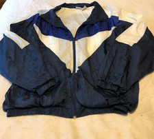 Nucleus VTG 90s Nylon Full Zip Windbreaker Track Jacket Large Blue White